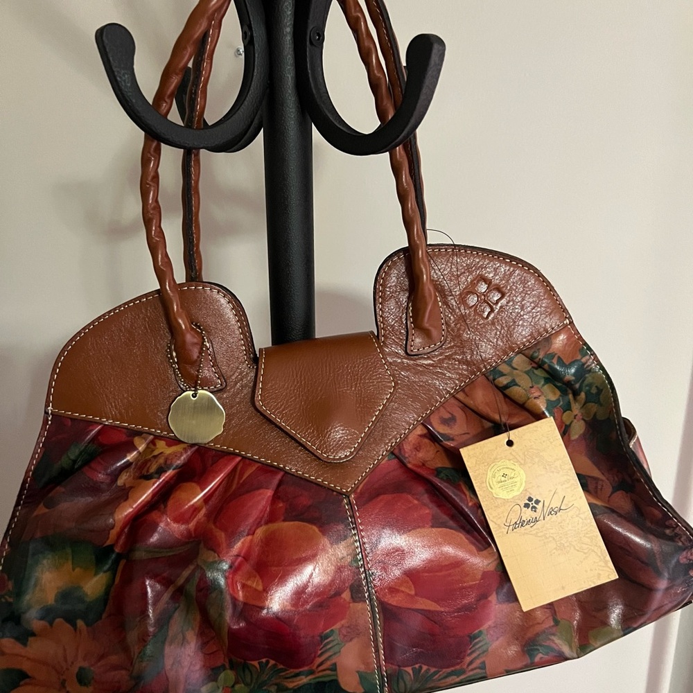 Patricia Nash Floral Multicolor Leather Shoulder Bag
